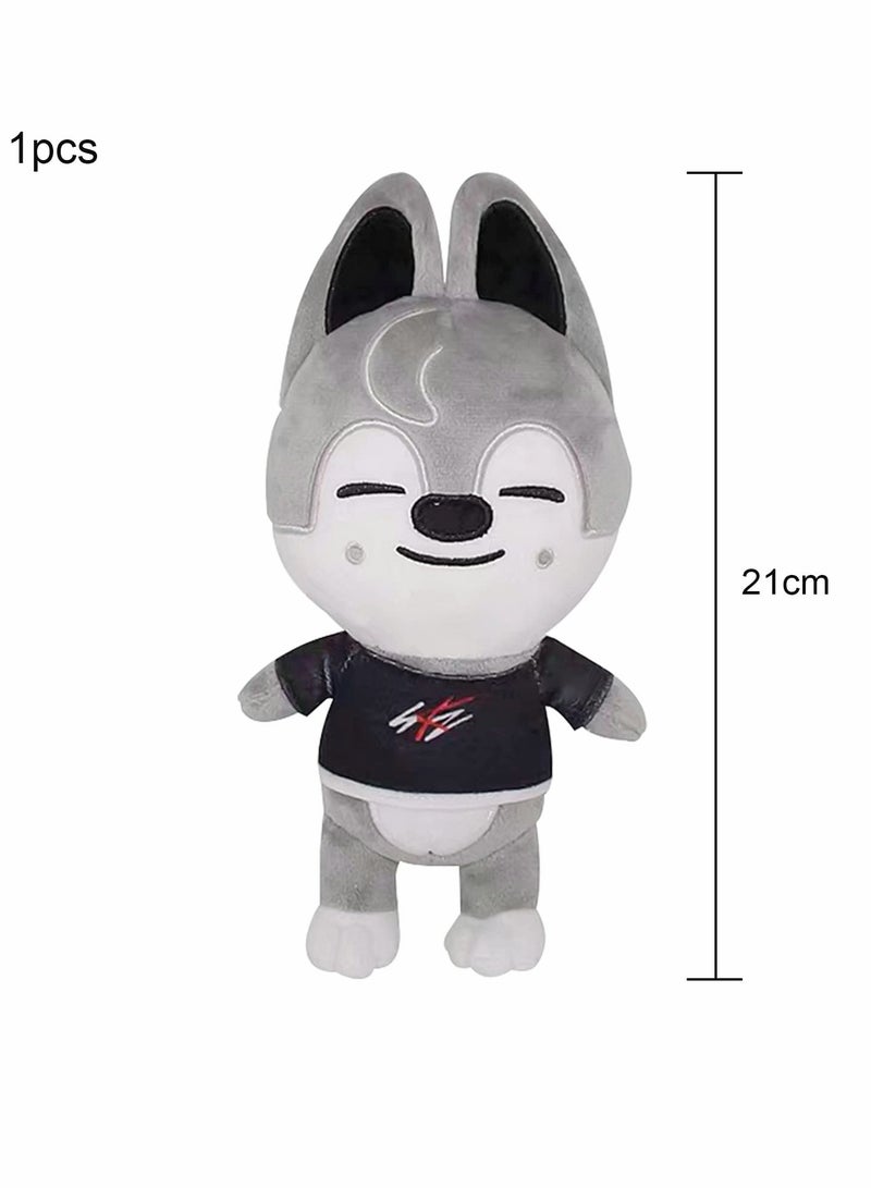 Soft Gray Wolf Plush Toy - Stray Kids Stuffed Animal for Kids & Adults, Perfect Birthday Gift for Boys & Girls