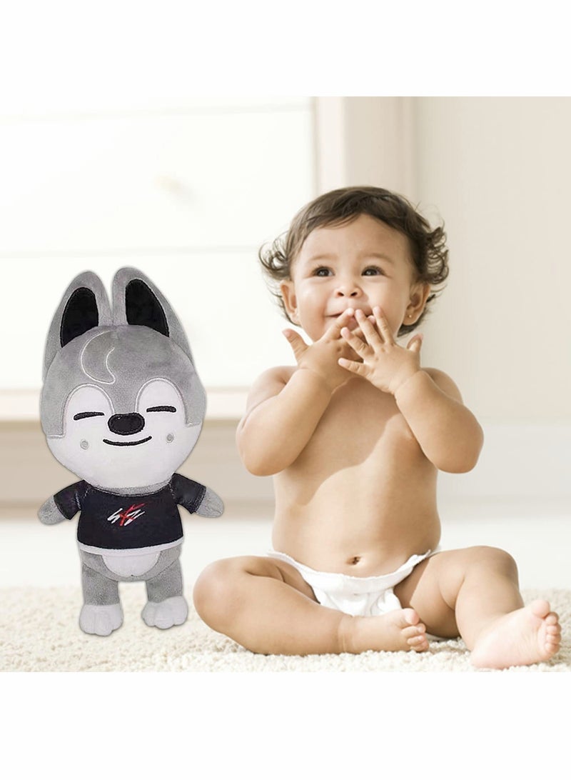 Soft Gray Wolf Plush Toy - Stray Kids Stuffed Animal for Kids & Adults, Perfect Birthday Gift for Boys & Girls