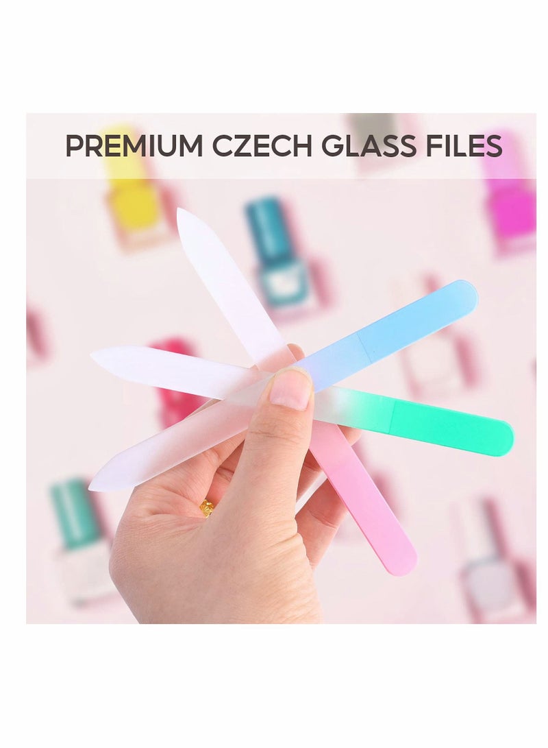 Glass Nail File Set, Nail File, 3 Pack Glass Nail File with Case,Fingernail Files for Natural Nail Double Sided Etched Glass Filer Professional Manicure Nail Tool, Unique Gifts for Women Girls
