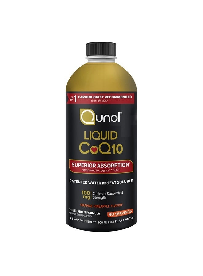 Qunol Liquid CoQ10 100mg, Superior Absorption Natural Supplement Form of Coenzyme Q10, Antioxidant for Heart Health, Orange Pineapple, 90 Servings, 30.4 Fl Oz - Image 1