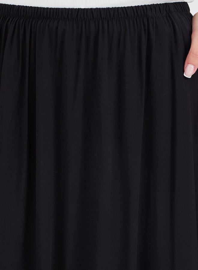 Take Two Styli Solid Viscose Elasticated Waistband Midi Skirt - Image 3