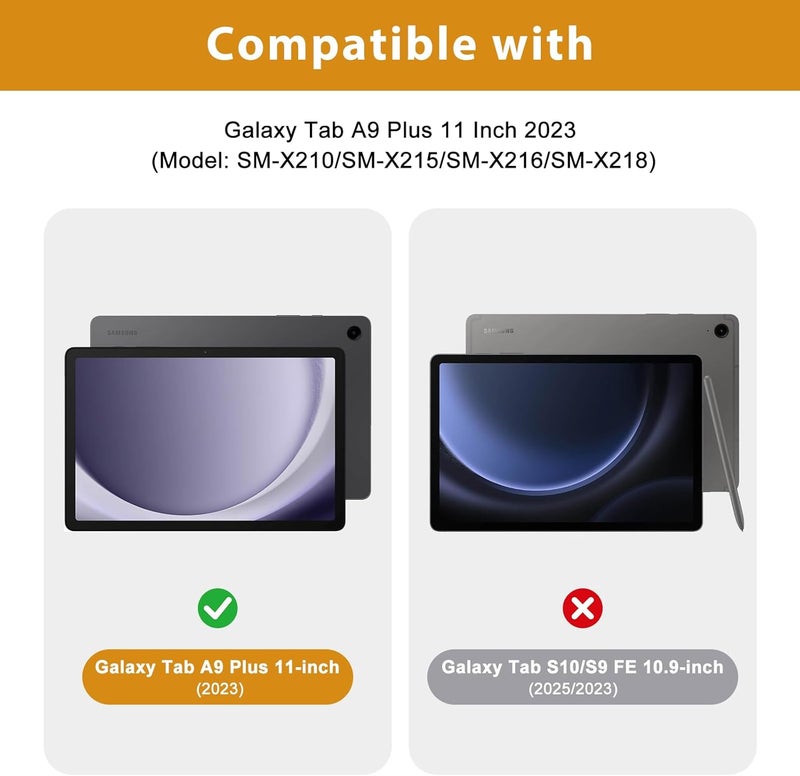 Procases For Galaxy Tab A9 Plus 11 Inch Case Model Sm-X210 X215 X216B , Premium Pu Leather Protective Cover Stand Folio Case With Strap For 2023 Release Galaxy Tab A9+ Tablet 11" -Black - Image 2