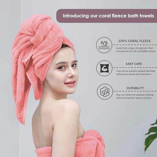 MAXOSHINE Microfiber Towels for Bath Large Size-Super Soft Coral Fleece Bathing Towel with Hook Quick Dry Super Absorbent-Bath Towel for Men and Women-70x140 cm, 350 GSM, Pack of 3 - Image 2