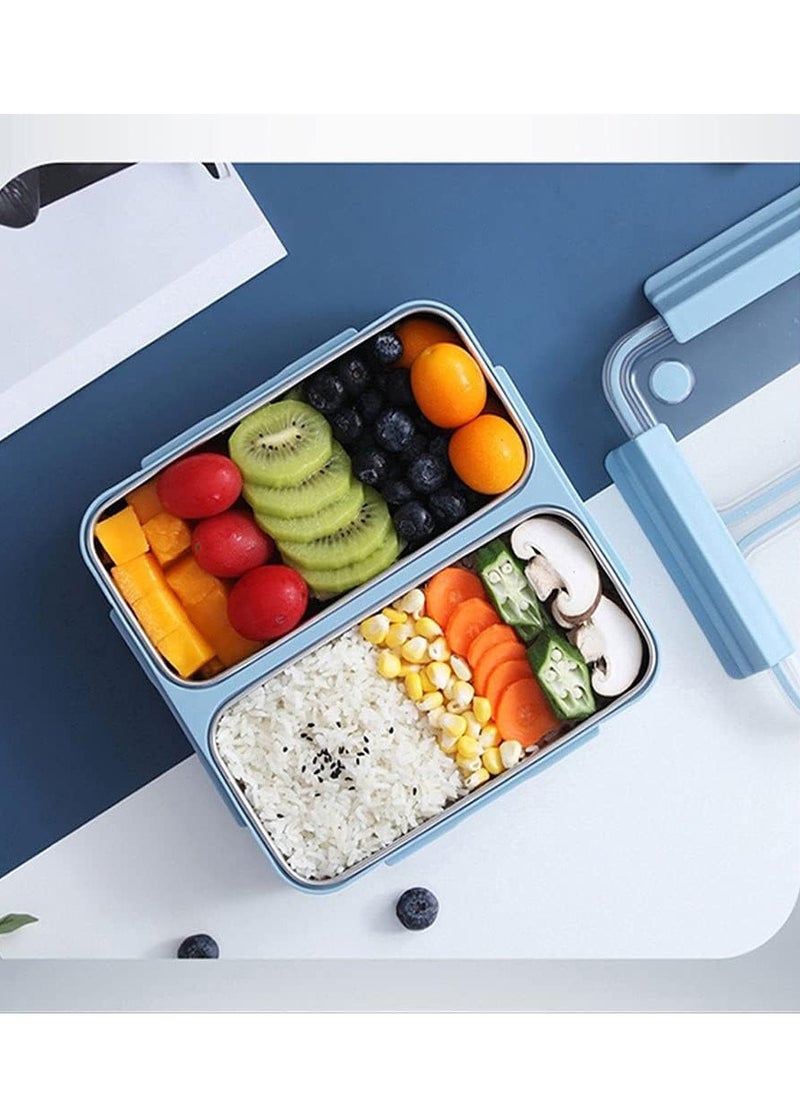 Brain Giggles BrainGiggles 2 Compartments Stainless Steel Lunch Box with Removable Inner Tray Leak Proof Bento Box for Kids Adults - Multifunctional Air Tight Food Container-Green  - Image 2