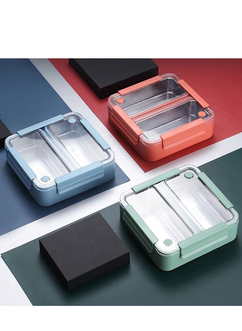 Brain Giggles BrainGiggles 2 Compartments Stainless Steel Lunch Box with Removable Inner Tray Leak Proof Bento Box for Kids Adults - Multifunctional Air Tight Food Container-Green  - Image 3