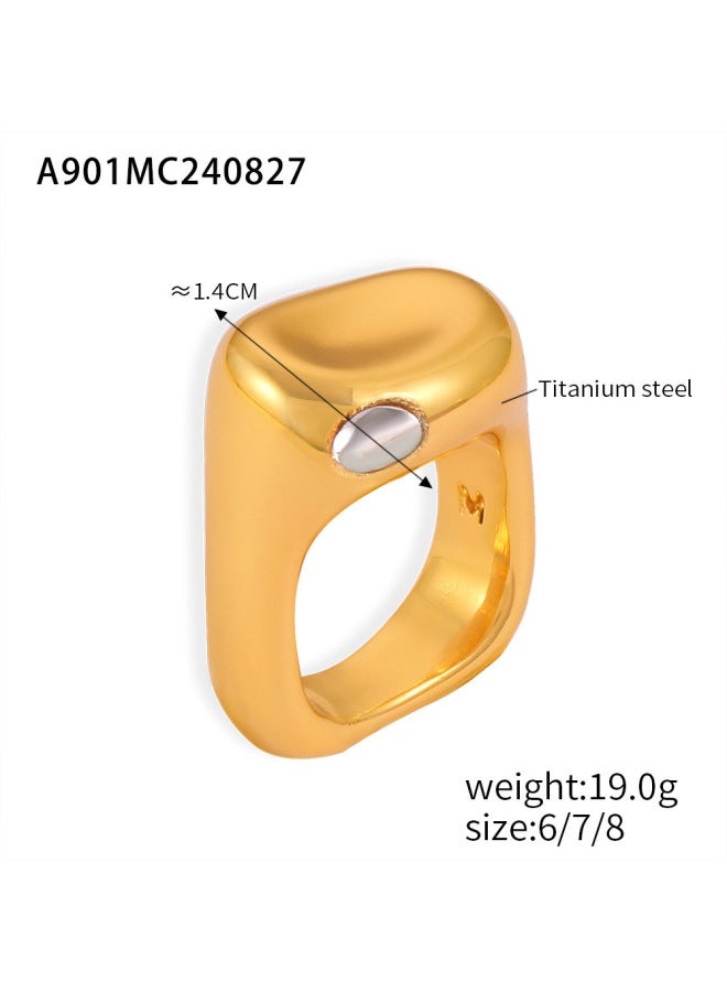 Mystery Niche Opening Geometric Gold Ring Titanium Steel Electroplating 18k Real Gold Fashionable Accessories Combination
