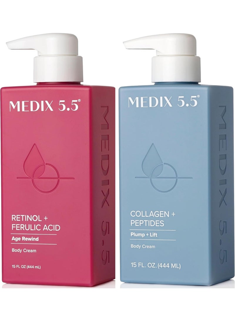 Medix 5.5 Retinol Cream And Collagen Cream Set Medix 5 5 Retinol Cream With Ferulic Acid Targets Crepey Skin Wrinkles And Sun Damaged Skin Collagen Cream Firms And Tightens Sagging Skin Two 15Oz - Image 1