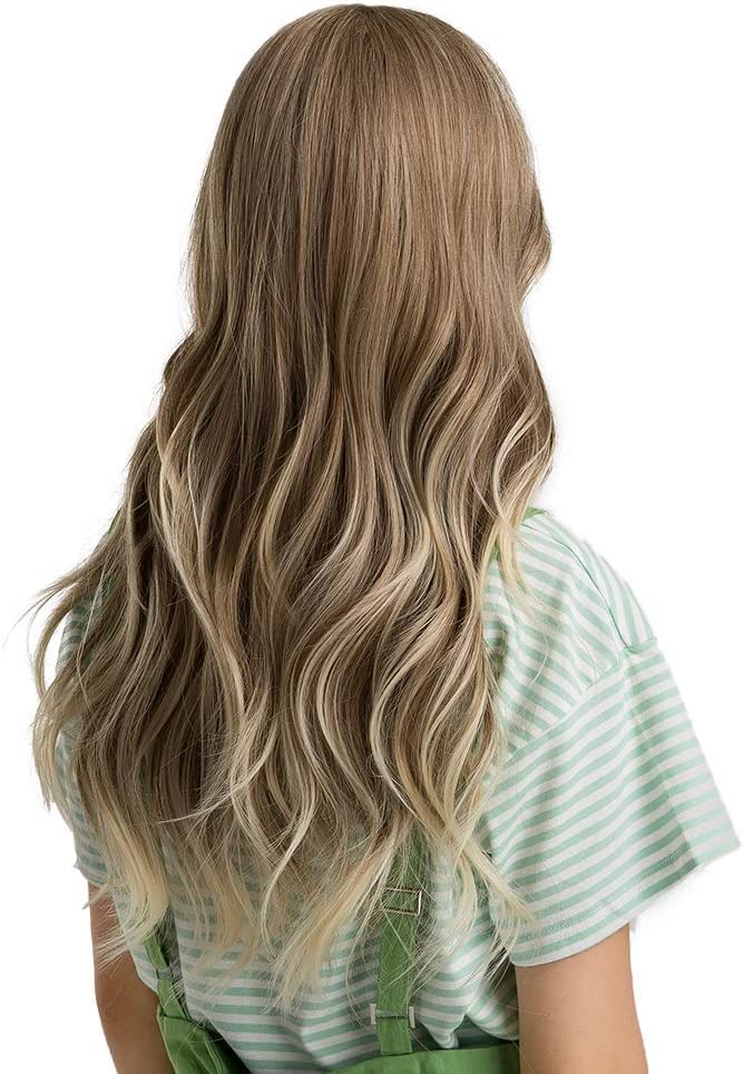 Esmee 24" Women Synthetic Wigs Long Wavy Blond with Fluffy Air Bangs Light - Image 3