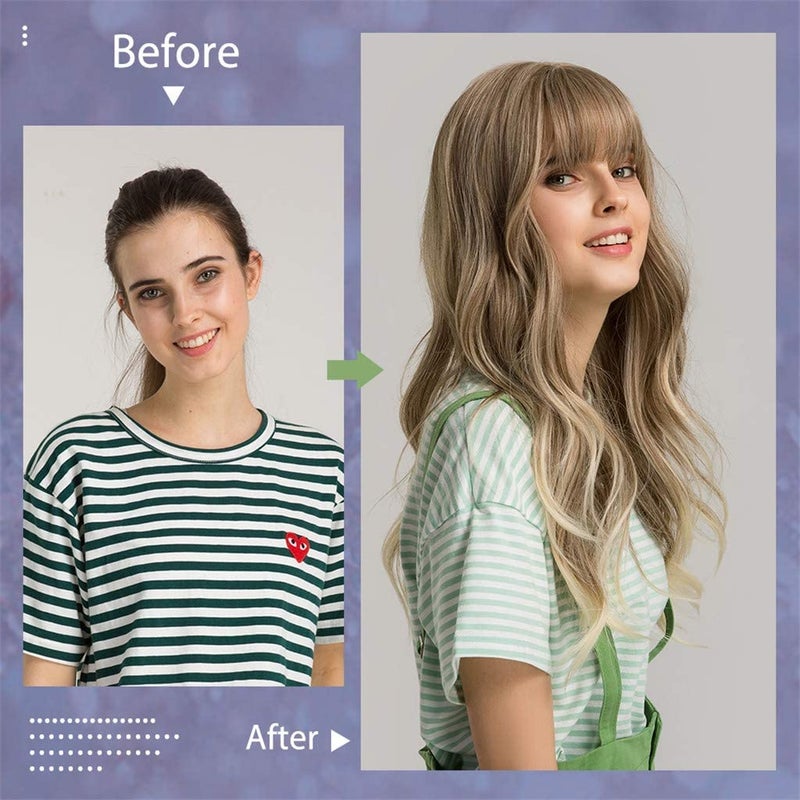 Esmee 24" Women Synthetic Wigs Long Wavy Blond with Fluffy Air Bangs Light - Image 5
