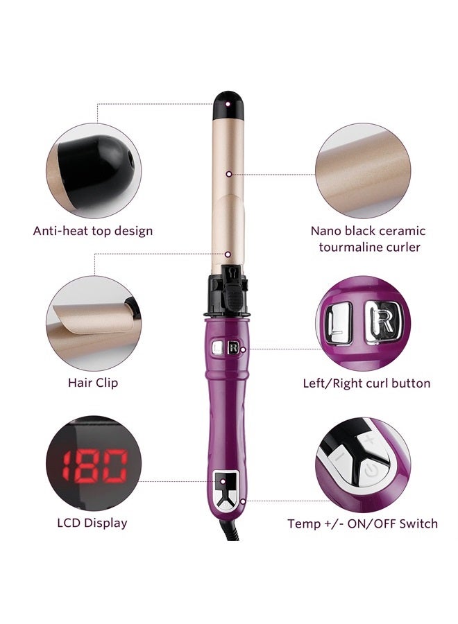 SHEJIZE Hair Curling Wands Auto Curling Irons Automatic Hair Curler 28mm Curl 1.1inch Curl Hair Waving Iron Hair Styling Iron Hair Crimper Hair Waver 30s Instant Heat Wand 110-240v (1.1"/28mm Curl, Purple) - Image 3