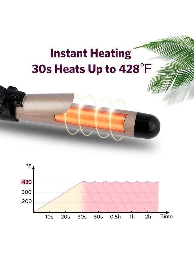 SHEJIZE Hair Curling Wands Auto Curling Irons Automatic Hair Curler 28mm Curl 1.1inch Curl Hair Waving Iron Hair Styling Iron Hair Crimper Hair Waver 30s Instant Heat Wand 110-240v (1.1"/28mm Curl, Purple) - Image 4