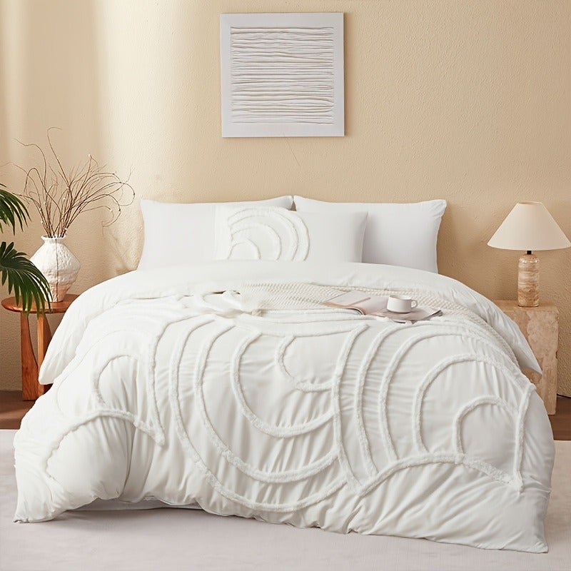 2pcs/3pcs Tufted Nordic Bohemian Style Bedding, Modern Minimalist Soft and Comfortable Bedding, Duvet Cover Set with Zipper (Includes 1 Duvet Cover and 1 Pillowcase/2 Pillowcases). Available in Multiple Colors and Sizes, a Suitable Gift for Family - Image 1