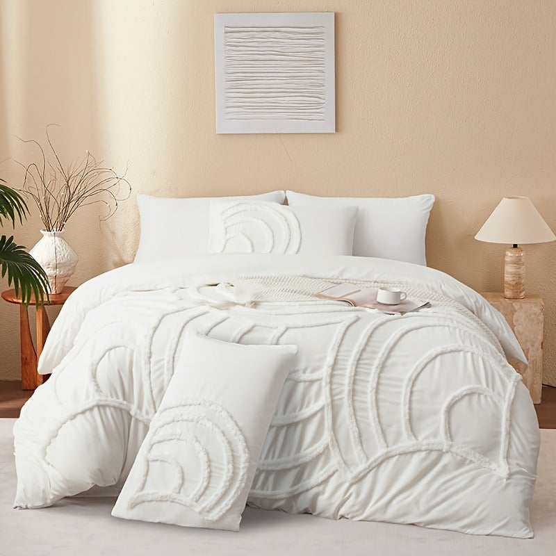 2pcs/3pcs Tufted Nordic Bohemian Style Bedding, Modern Minimalist Soft and Comfortable Bedding, Duvet Cover Set with Zipper (Includes 1 Duvet Cover and 1 Pillowcase/2 Pillowcases). Available in Multiple Colors and Sizes, a Suitable Gift for Family - Image 2