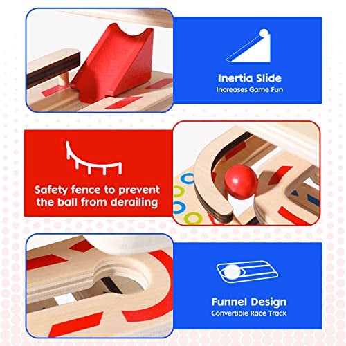 Joonly Montessori Ball Tracker Wooden Ball Drop Toy for Toddlers Educational Wooden Ball Run Toy Race Track Set Ball Drop Tracker Sensory Toys for Gifts 3 4 5 Years Old Toddler Boys Girls - Image 5