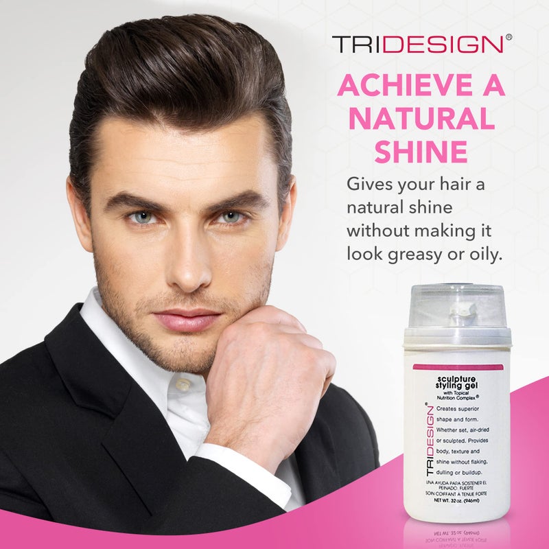 TRIDESIGN Hair Styling Gel, 32 oz - Medium Hold with Shine for Men and Women - Image 5
