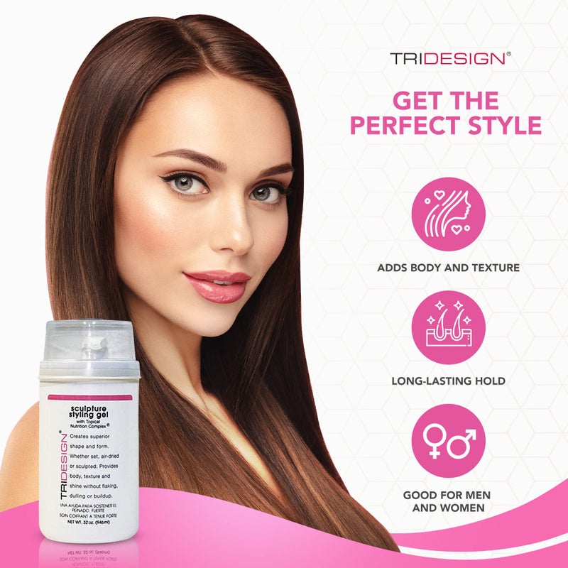 TRIDESIGN Hair Styling Gel, 32 oz - Medium Hold with Shine for Men and Women - Image 3