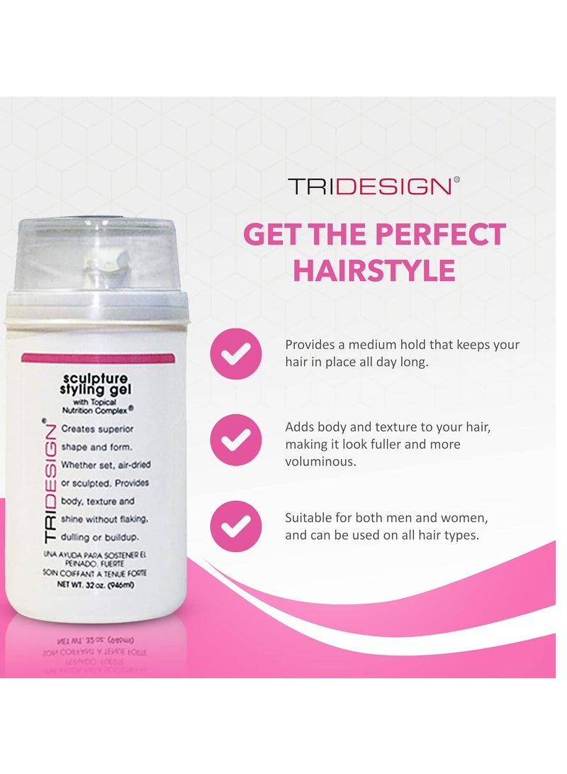 TRIDESIGN TRIDESIGN Hair Styling Gel, 32 oz - Medium Hold with Shine for Men and Women  - Image 2
