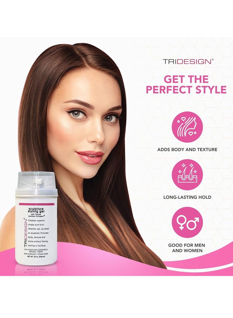 TRIDESIGN TRIDESIGN Hair Styling Gel, 32 oz - Medium Hold with Shine for Men and Women  - Image 3