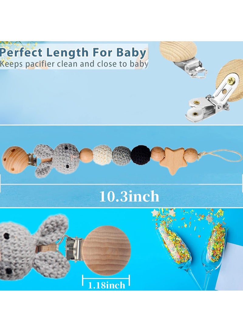 Baby Pacifier Clip for Boys and Girls Pacifier Holder Strap with Handmade Bunny Knitting Decoration Fits for Most Teething Toy and Soothie - Image 4