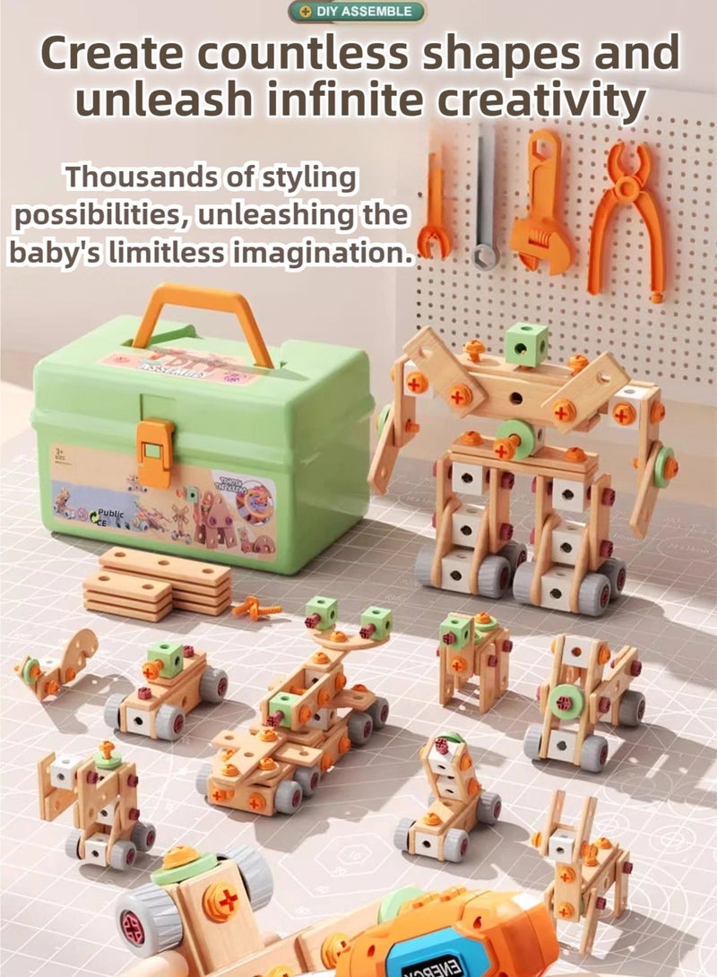 Kids Tools Set,145 PCS Toddler Tool Box with Tools & Electronic Toy Drill,STEM Construction Toys Pretend Play Toddler Tool Set Toys for Boys  Birthday Gift for Kids Boys Girls  - Image 1