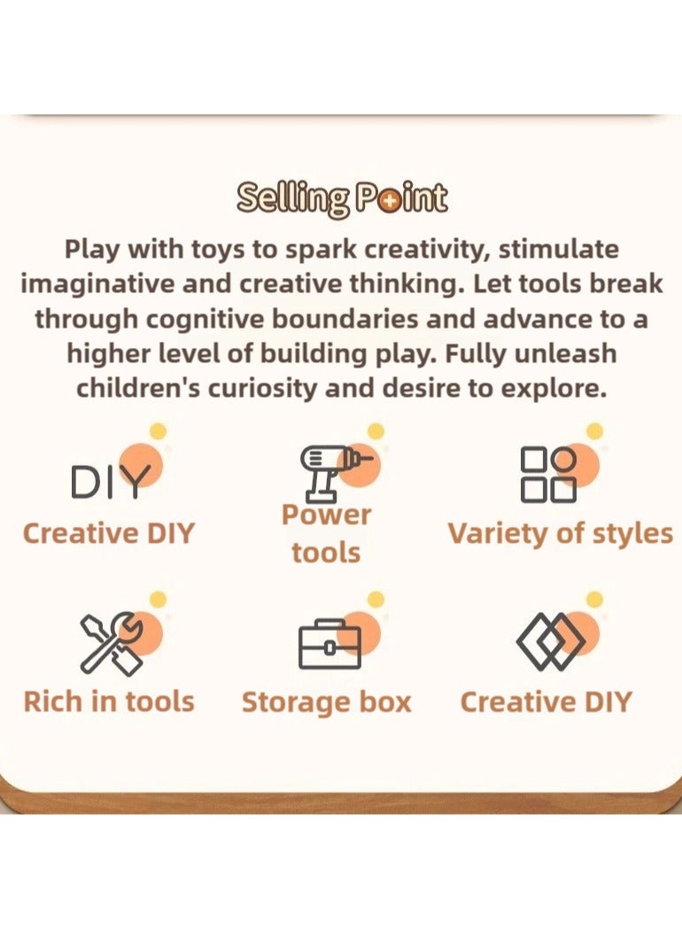 Kids Tools Set,145 PCS Toddler Tool Box with Tools & Electronic Toy Drill,STEM Construction Toys Pretend Play Toddler Tool Set Toys for Boys  Birthday Gift for Kids Boys Girls  - Image 5