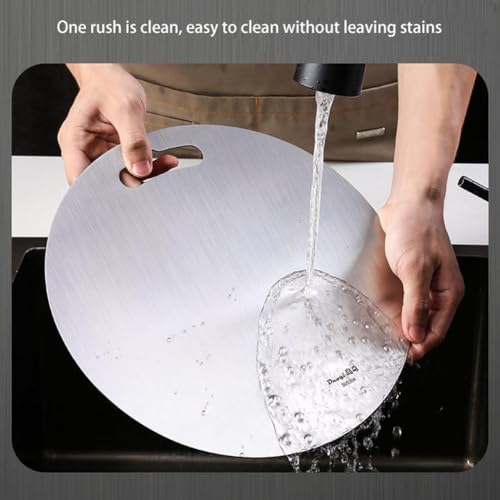 MEDALLIX Premium Round Stainless Steel Chopping Board | Durable, Unbreakable & Easy-to-Clean Cutting Board for Vegetables, Meat, Fish, Fruits | Heavy Duty Kitchen Essential - Image 4
