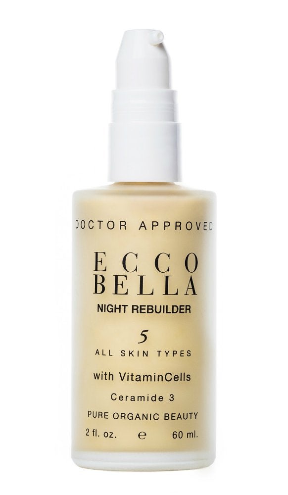 Ecco Bella Plant Based Rebuilder Night Cream  All Natural AntiAging Moisturizer for Face with Hyaluronic Acid Vitamin C  Vitamin E  2oz
