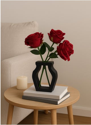 Polyester Flower Vase With Three Roses - Modern And Contemporary Decor, Living Room Decor - pzsku/ZF773BBA3F5B4DB0E2F9FZ/45/1750941519/9329b5e5-191e-4304-a3e1-fc7d290b681c