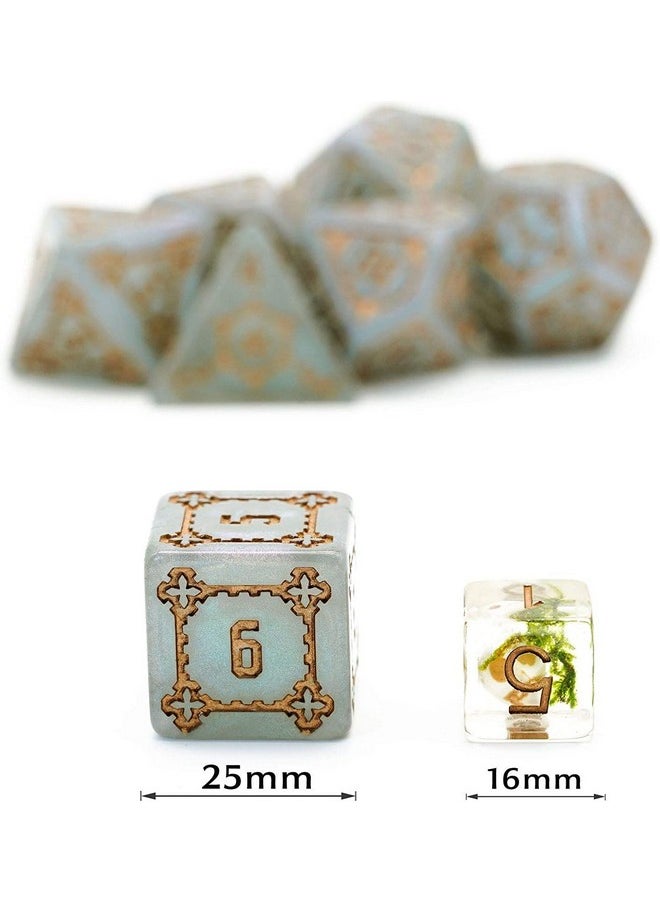cusdie - 7 Pcs 25Mm Giant Dnd Dice With Dragon Eye Dice Bag Polyhedral Dice Set D&D Dice For Dungeons And Dragons Pathfinder Rpg Mtg (Gray Green) - Image 1