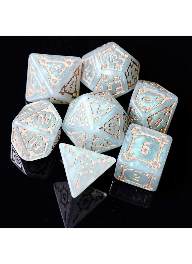 cusdie - 7 Pcs 25Mm Giant Dnd Dice With Dragon Eye Dice Bag Polyhedral Dice Set D&D Dice For Dungeons And Dragons Pathfinder Rpg Mtg (Gray Green) - Image 1