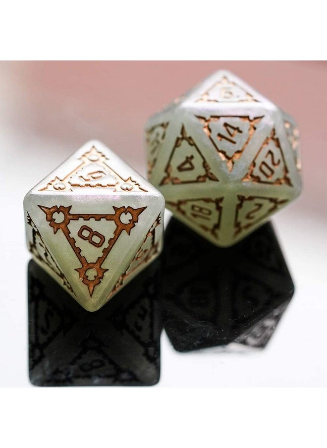 cusdie - 7 Pcs 25Mm Giant Dnd Dice With Dragon Eye Dice Bag Polyhedral Dice Set D&D Dice For Dungeons And Dragons Pathfinder Rpg Mtg (Gray Green) - Image 1
