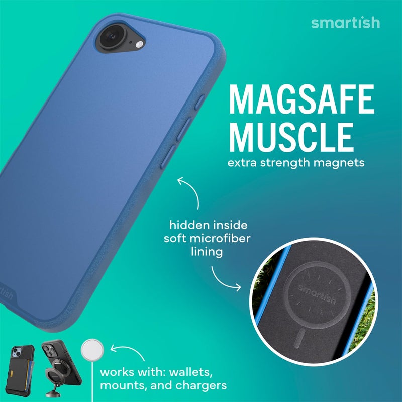 SmartishÂ® iPhone 16e MagSafe Case - Gripmunk Magnetic Slim Case [Lightweight + Protective] Thin Grip Cover with Microfiber Lining for Apple iPhone 16e 2025 - Blues on The Green - Image 3