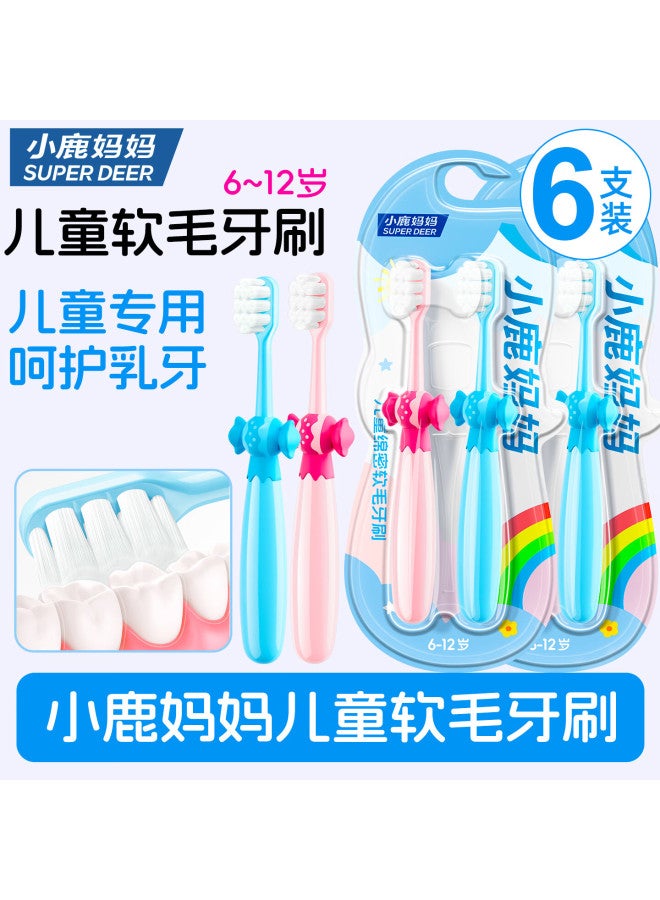 Fawnmum Children's Toothbrush, 6-pack, 10,000 Soft Bristles, Protects Teeth And Gums, Oral Cleaning, For Ages 3-6
