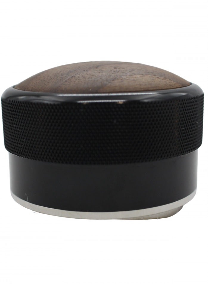 Coffee Distributor Tool, Black and Wodden, Textured Grip Surface  - Image 1