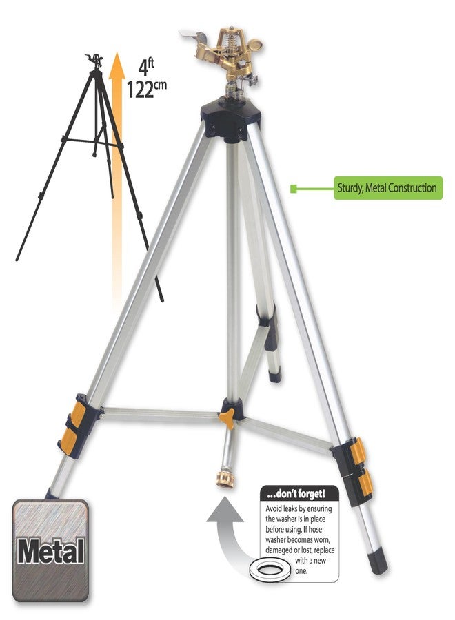 Melnor 65162AMZ Metal Pulsating Sprinkler with Tripod and QuickConnect Set Amazon Bundle, Silver - Image 3