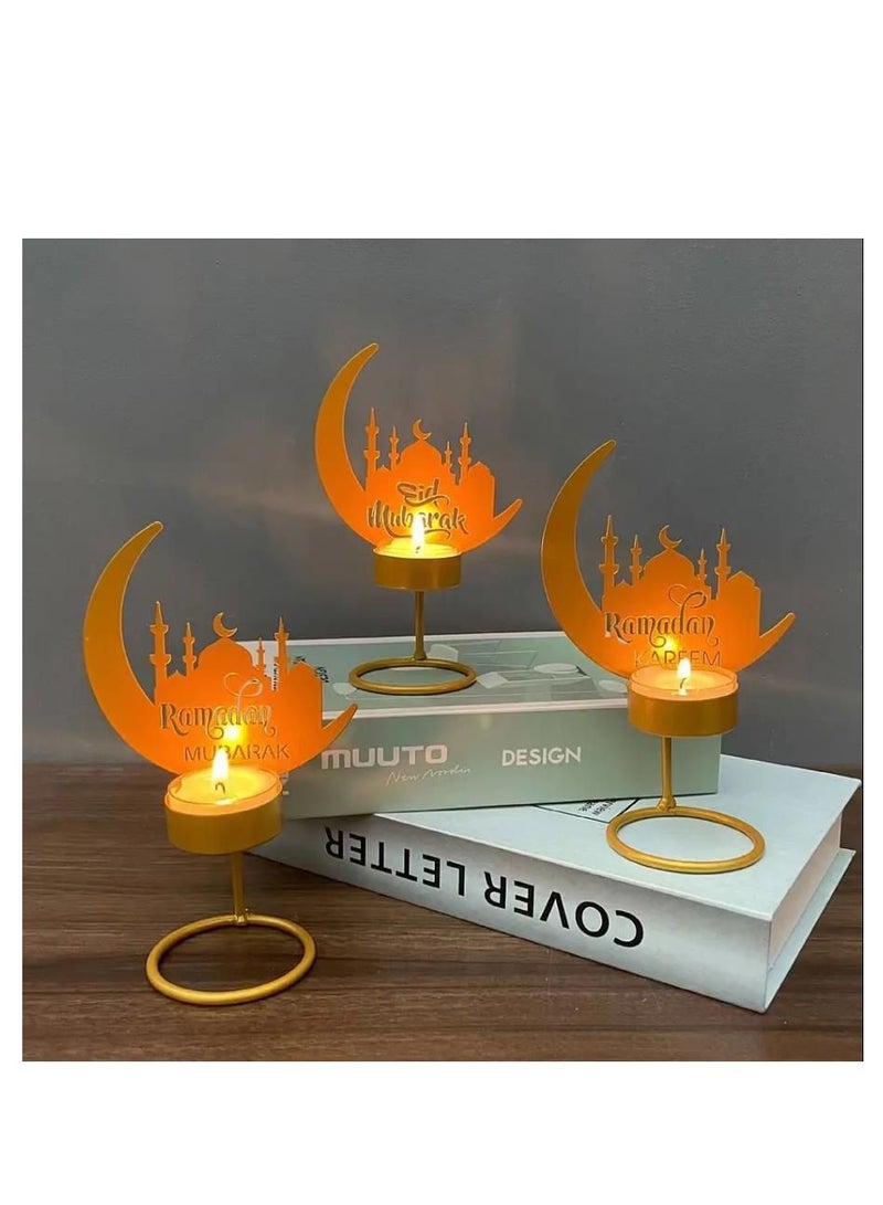 Y&D Ramadan Kareem Decorative Moon Shape Iron Candle Holder Eid Mubarak Candlestick Stand For Home Decorations - Image 2