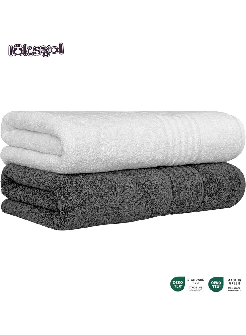 LuksYol Luxury Towel Set - 100% Pure Turkish Cotton - 600 GSM Premium Absorbent & Fluffy Towels - Ultra Soft & Gentle on Skin - Set of 2  Bath Towels 140x70cm - Hotel & Spa Quality Towels - Oeko-Tex Certified (Made in Green & Standard 100) - Highly Absorbent & Quick Drying - Elegant Modern Design - Ideal for Daily Use, Gifting, or Guest Towels - Long-Lasting Durability with Soft Touch - Available Colors: Navy Blue, Vibrant Green, Grey, White, Beige, Pink - Premium Weaving for Luxurious Texture - Fade-Resistant & Machine Washable - Perfect for Bathroom, Gym, Spa & Travel - High-End Cotton Towels by LuksYol - Designed for Comfort & Style with a Premium Feel That Lasts Wash After Wash - Image 4