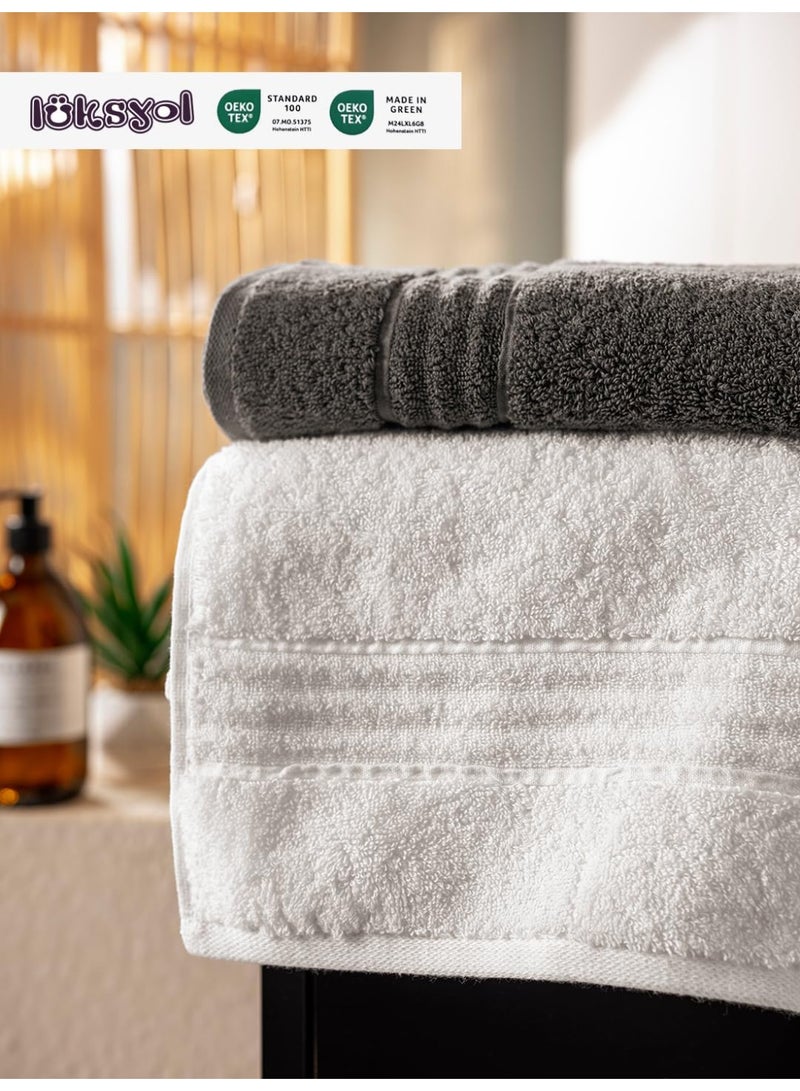 LuksYol Luxury Towel Set - 100% Pure Turkish Cotton - 600 GSM Premium Absorbent & Fluffy Towels - Ultra Soft & Gentle on Skin - Set of 2  Bath Towels 140x70cm - Hotel & Spa Quality Towels - Oeko-Tex Certified (Made in Green & Standard 100) - Highly Absorbent & Quick Drying - Elegant Modern Design - Ideal for Daily Use, Gifting, or Guest Towels - Long-Lasting Durability with Soft Touch - Available Colors: Navy Blue, Vibrant Green, Grey, White, Beige, Pink - Premium Weaving for Luxurious Texture - Fade-Resistant & Machine Washable - Perfect for Bathroom, Gym, Spa & Travel - High-End Cotton Towels by LuksYol - Designed for Comfort & Style with a Premium Feel That Lasts Wash After Wash - Image 2