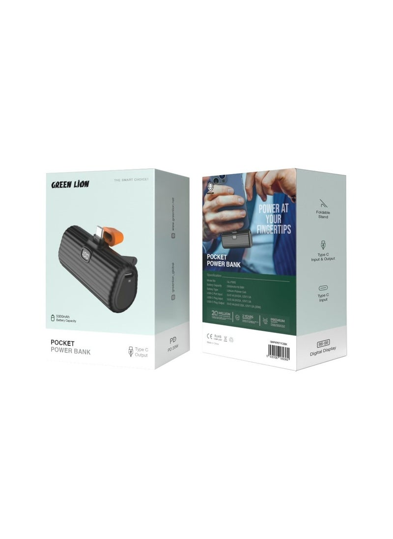 GreenLion GreenLion Pocket Power Bank Type-C Output 5000 mAh Black  - Image 4