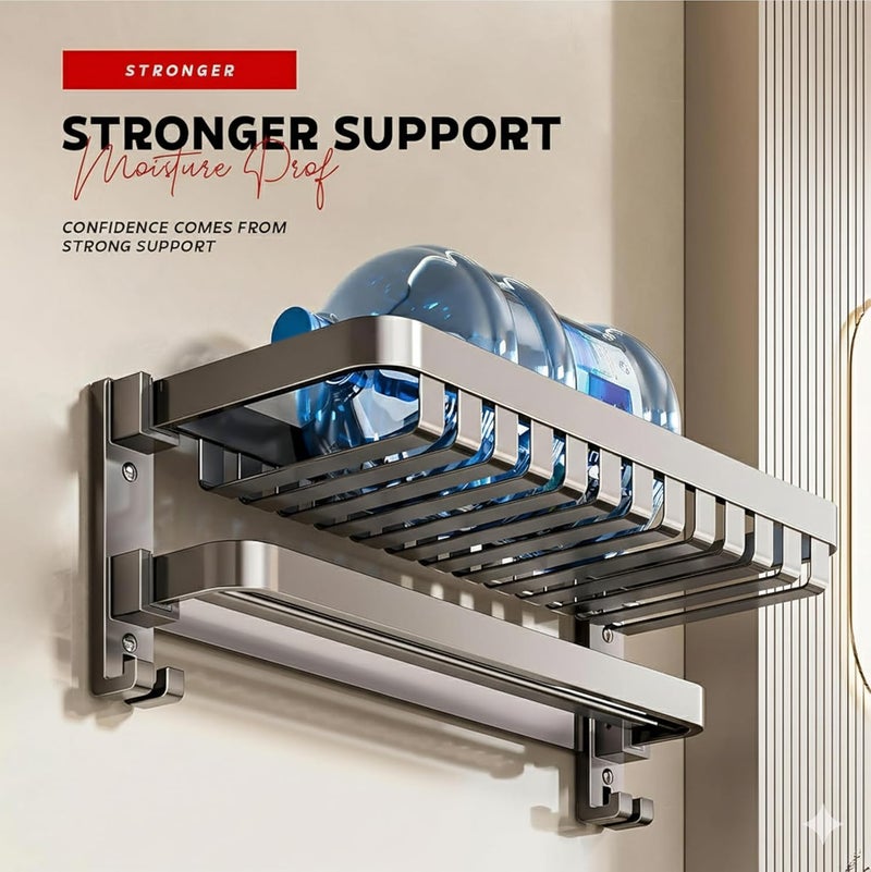 MIORAH Towel Holder in Bathroom| Heavy Load Towel Rack & Hangers for Bathroom Accessories Set for Wall(60CM) - Image 4