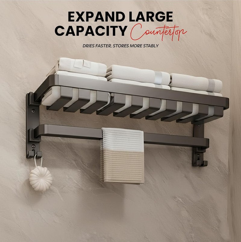 MIORAH Towel Holder in Bathroom| Heavy Load Towel Rack & Hangers for Bathroom Accessories Set for Wall(60CM) - Image 5