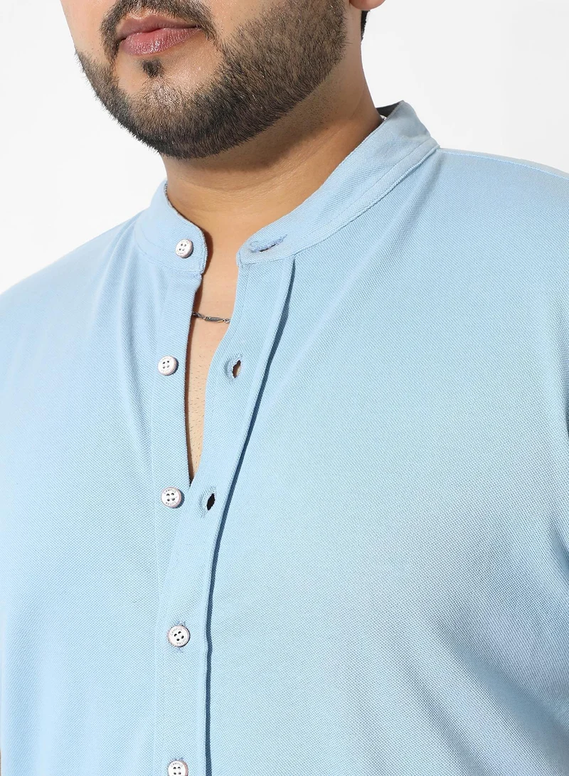 Instafab Plus  Men's Solid Light Blue Regular Fit Casual Shirt for Men | Best Price UAE