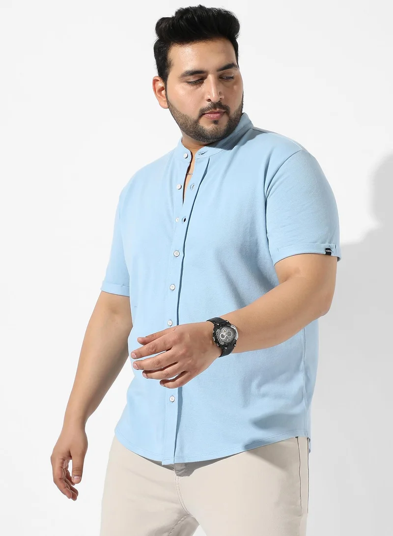 Instafab Plus  Men's Solid Light Blue Regular Fit Casual Shirt for Men | Best Price UAE