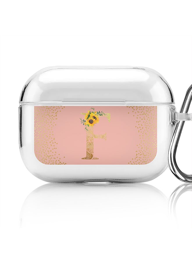 Stylizedd Classic Clear printed Case for Apple AirPods Pro 2nd Generation Thin Transparent Cover - Custom Monogram Initial Letter Mandala Floral Pattern Alphabet - F (Rose Pink ) - Image 1