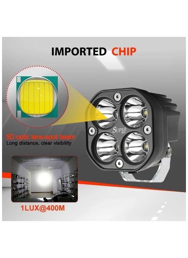 SHEZA STAR LED Pod Lights 2Pcs 40W Driving Fog Off Road Work Auxiliary Ditch Lights Aluminum Housing Pack of 2 for 4x4 Vehicles  - Image 4
