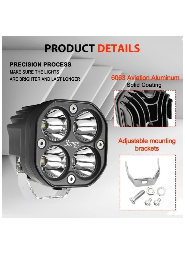 SHEZA STAR LED Pod Lights 2Pcs 40W Driving Fog Off Road Work Auxiliary Ditch Lights Aluminum Housing Pack of 2 for 4x4 Vehicles  - Image 5