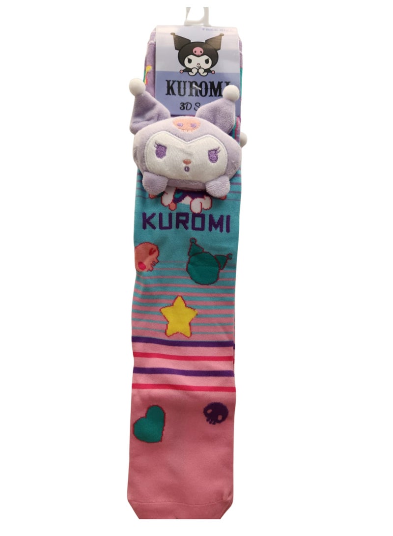 Kuromi 3D Plush Knee High Socks for Kids & Teens | Official Sanrio Character Fashion | Cute Cartoon Anime Socks – Free Size, Soft & Comfortable Gift - Image 4