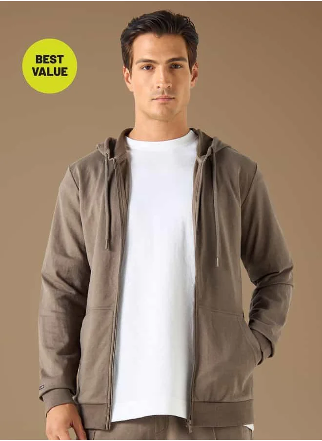 ادوت Zip Through Jacket with Hood and Pockets