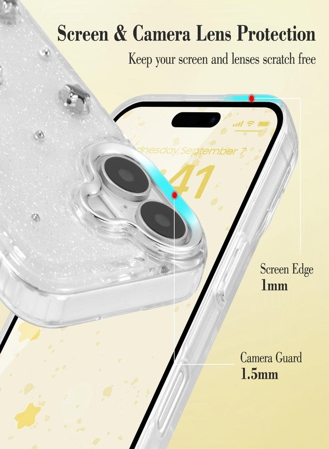 EYZUTAK جراب EYZUTAK لهاتف iPhone 16، جراب لامع ثلاثي الأبعاد على شكل نجوم، جراب أنيق بتصميم نجوم كريستالية شفافة، نحيف وناعم ومتين، غطاء حماية شفاف من مادة TPU للنساء والفتيات - نجمة - Image 2