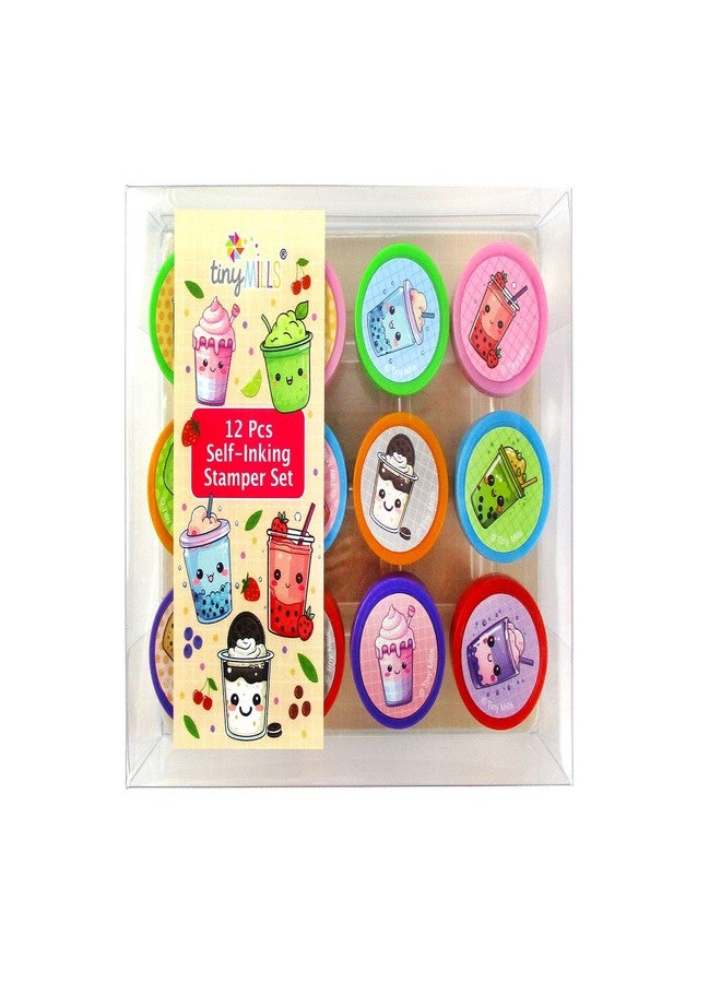 TINYMILLS 12 Pcs Boba Stamp Kit for Kids - Cute Bubble Tea Self-Inking Stamps, Boba Party Favors, Classroom Rewards, Goody Bag Stuffers, Kawaii Party Supplies - Image 3